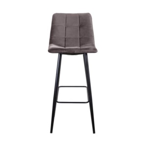 Стул барный UNO бархат антрацит / чёрный конус