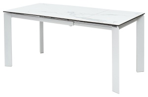 Стол CORNER 120 MATTE STATUARIO Белый мрамор матовый керамика, стекло/ белый каркас, ®DISAUR