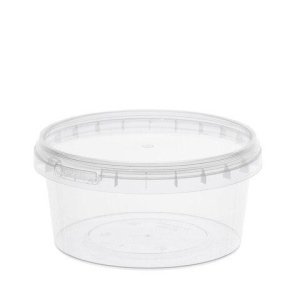 Банка с крышкой 500 мл, пластиковая под пресервы с контрольным замком, диаметр 122 мм, ВЗЛП, 1215КП