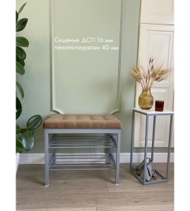 Банкетка Сканди-60-2-х полочная (светло-коричневый/серый)