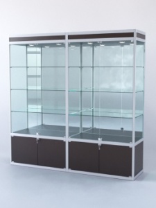 Витрина "ПРЯМОУГОЛЬНАЯ" №1-2м-500-3 (задняя стенка - зеркало), Черный