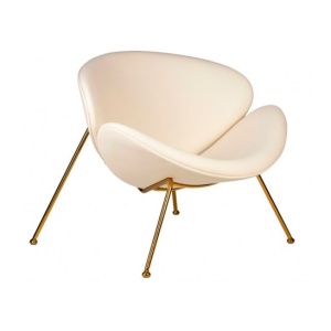 Кресло Cosiness, белый винил, золотое основание