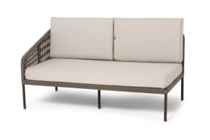 "Канны" правый модуль плетеный из роупа, каркас алюминий коричневый (RAL8016) муар, роуп коричневый круглый, ткань бежевая 035цвет коричневый