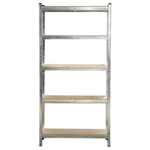Стеллаж металлический BOOMHOUSE (БУМХАУС) безболтовой, 1800x900x400 мм, 5 полок МДФ, нагрузка на стеллаж до 875 кг, серебристый, 291412