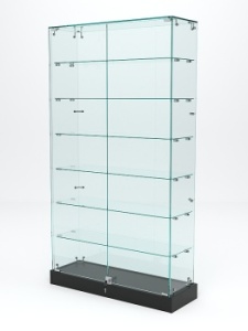 Витрина стеклянная "ИСТРА ХИТ ПРОДАЖ" №9 (с дверками, задняя стенка - стекло), Черный