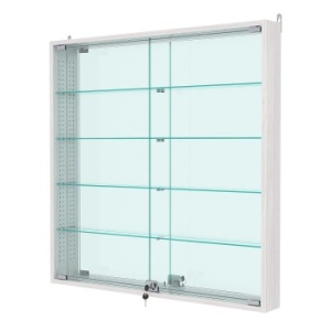 Витрина настенная с регулировочными полками №4-2АУ-РЕГ с зеркалом, Метрополитан Грей