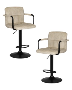Набор 2 шт Стул барный DOBRIN KRUGER ARM BLACK, бежевый вельвет (LAR-E2041-04)