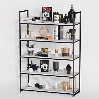 Стеллаж в стиле Лофт A17120-20-ЧБ с полками ЛДСП (220х120х45)