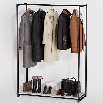 Стеллаж для одежды в стиле Лофт A17120-02-ЧБ (170х120х45)