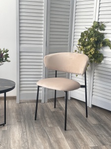 Стул ЛЕОНАРДО цвет H-06 Бежевый, велюр / черный каркас