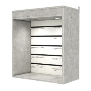 Витрина настенная №1-2ВГ с экономпанелью, без полок, с подсветкой, Метрополитан Грей