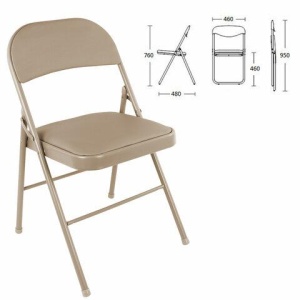 Стул складной BRABIX "Golf Plus CF-003 КОМФОРТ", бежевый каркас, кожзам бежевый, В КОРОБЕ, 533027