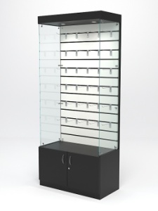 Витрина стеклянная "ИСТРА" №101-ЭП (без дверок, задняя стенка - экономпанель), Черный