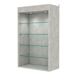 Витрина настенная №2-3ГГ с подсветкой, Метрополитан Грей