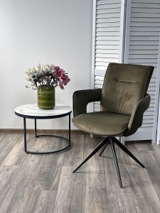 Стул KINNET 360 град. поворот.  MOHAIR-353 / CASTEL-39 Зеленый,ткань/ Тем.-серый каркас, ®DISAUR