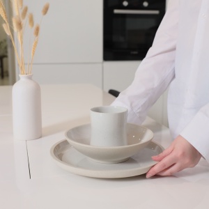 Блюдо большое STONE CLAY, керамика, белый, d30*4,5см