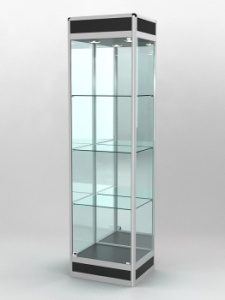 Витрина "ПРОФИЛЬ ПОДИУМ" №3-400-3 (задняя стенка - зеркало), Черный