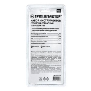 Набор инструментов столярно-слесарный, 12 предметов, блистер, ГРАНДМАСТЕР, 671330
