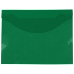 Папка-конверт с кнопкой прозрачная МАЛОГО ФОРМАТА А5, BRAUBERG UNIVERSAL, зеленая, 0,15 мм, 273069