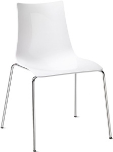 Стул пластиковый Zebra Antishock 4 Legs хром, белый