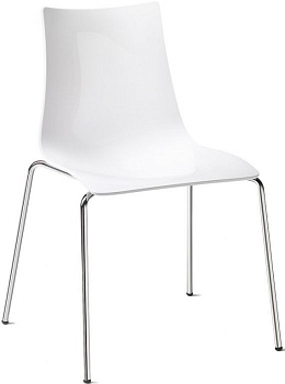 Стул пластиковый Zebra Antishock 4 Legs хром, белый