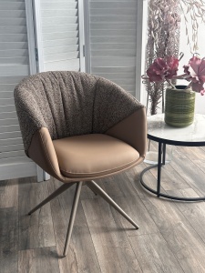 Стул ГИССЕН (GISSEN) 360 град., цвет КОФЕ HP032-08A PU / V885-1, экокожа / ткань / ЛАТТЕ, ®DISAUR