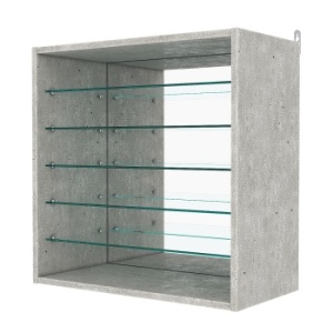 Витрина настенная №1-6ГГ с зеркалом, Метрополитан Грей