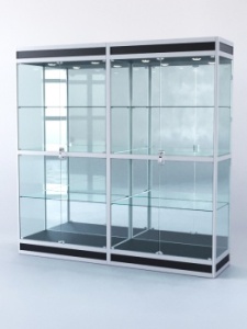 Витрина "ПРЯМОУГОЛЬНАЯ" №3-2м-500-3 (задняя стенка - зеркало), Черный