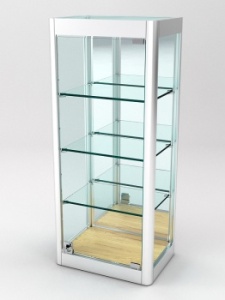 Витрина из профиля настенная "ВАЙБ ИКС" №5-3П-З-220 (задняя стенка Зеркало), Дуб Золотистый