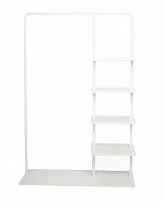 Вешалка напольная Отрада с пятью полками для одежды и обуви из ЛДСП, 1000х330х1500Н, белая/белая