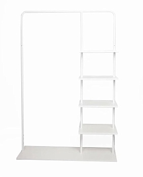 Вешалка напольная Отрада с пятью полками для одежды и обуви из ЛДСП, 1000х330х1500Н, белая/белая