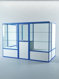 Павильон торговый из профиля пристенный №1б, Белый + Делфт голубой U525 ST9