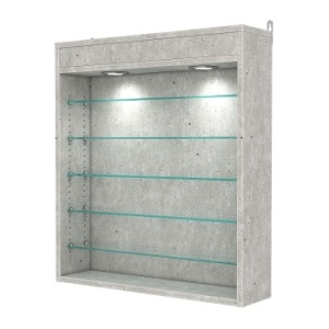 Витрина настенная с регулировочными полками №1-7Г-РЕГ с подсветкой, Метрополитан Грей