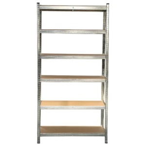 Стеллаж металлический BOOMHOUSE (БУМХАУС) безболтовой, 2000x1000x500 мм, 6 полок МДФ, нагрузка на стеллаж до 875 кг, серебристый, 291416