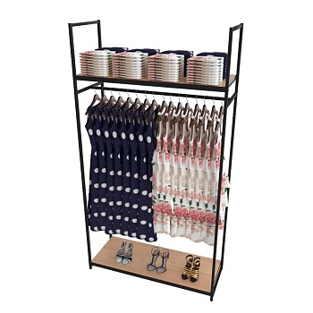 Стеллаж для одежды в стиле Лофт A22120-02-ЧДС (220х120х45)