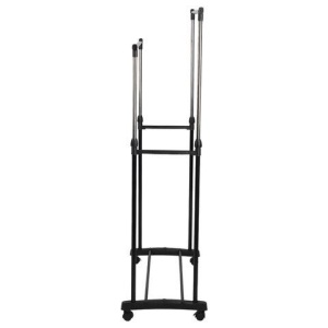 Вешалка для плечиков двухъярусная BOOMHOUSE (БУМХАУС) GR-003 (900-1600x800x400 мм), пластик/металл, черный/хром, 701438