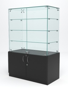 Витрина стеклянная "ИСТРА" островная №321 (с дверками, фасад - стекло), Черный