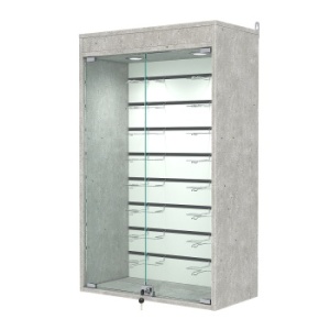 Витрина настенная №2-2БГ с экономпанелью, без полок, с подсветкой, Метрополитан Грей