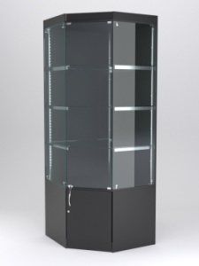 Витрина "АСТЕРИЯ" угловая №1 (с дверкой, задняя стенка - ДСП), Черный