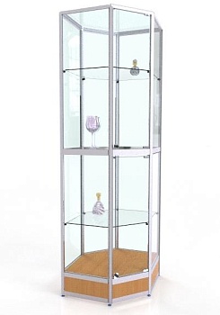 ВА-243 Витрина из алюминиевого профиля с подиумом(угловая) к ВА-240,241 цвет Дуб сонома