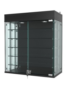 Витрина "АТРИУМ" с регулировочными полками настенная №1А-2Г-РЕГ, Черный