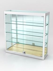 Витрина из профиля настенная "ВАЙБ ИКС" №1-3П-З-220 (задняя стенка Зеркало), Дуб Золотистый