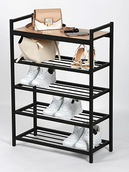 Обувница-этажерка CORRIDO-950ND черная с полкой цвета дуб