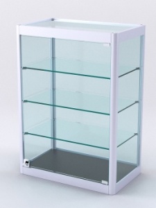 Витрина из профиля настольная "ВАЙБ" №2-3П-С-300 (задняя стенка Стекло), Черный