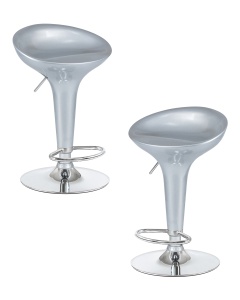 Набор 2 шт Стул барный DOBRIN BOMBA, серебряный металлик