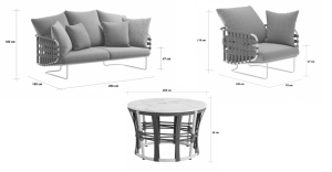 Комплект плетеной лаунж мебели Nido белый, 14, 6/10, 1/5, 6/5, белый мрамор Каррара