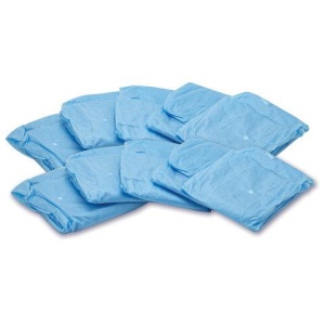 Халат одноразовый голубой на кнопках КОМПЛЕКТ 10 шт, XL, 110 см, резинка, 20 г/м2, СН