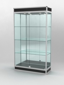 Витрина "ПРОФИЛЬ ПОДИУМ" №1-400-3 (задняя стенка - зеркало), Черный