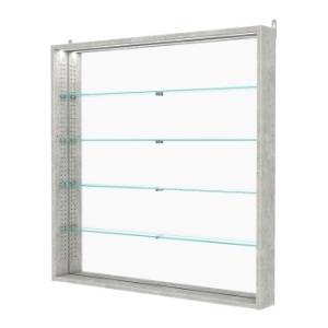 Витрина настенная с регулировочными полками №4-4ГУ-РЕГ с зеркалом и с подсветкой, Метрополитан Грей