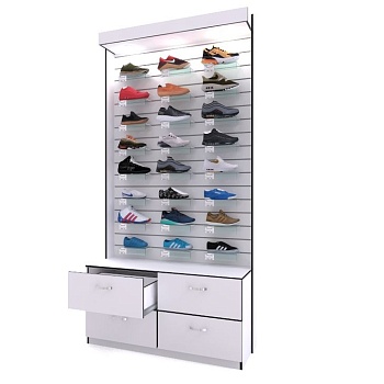 СП-3 Стеновая панель с накопителем  с ящиками цвет Белый с черной кромкой